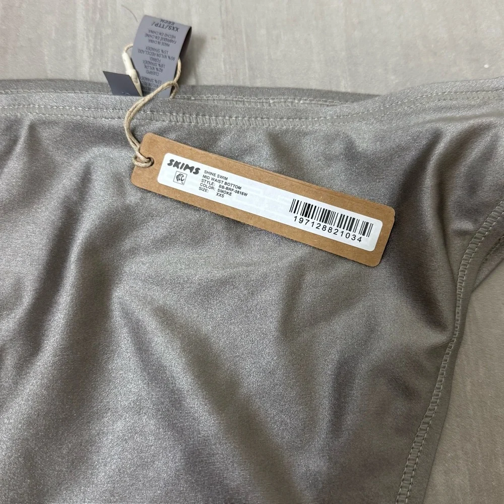 SKIMS SHINE SWIM MID WAIST BOTTOM SMOKE